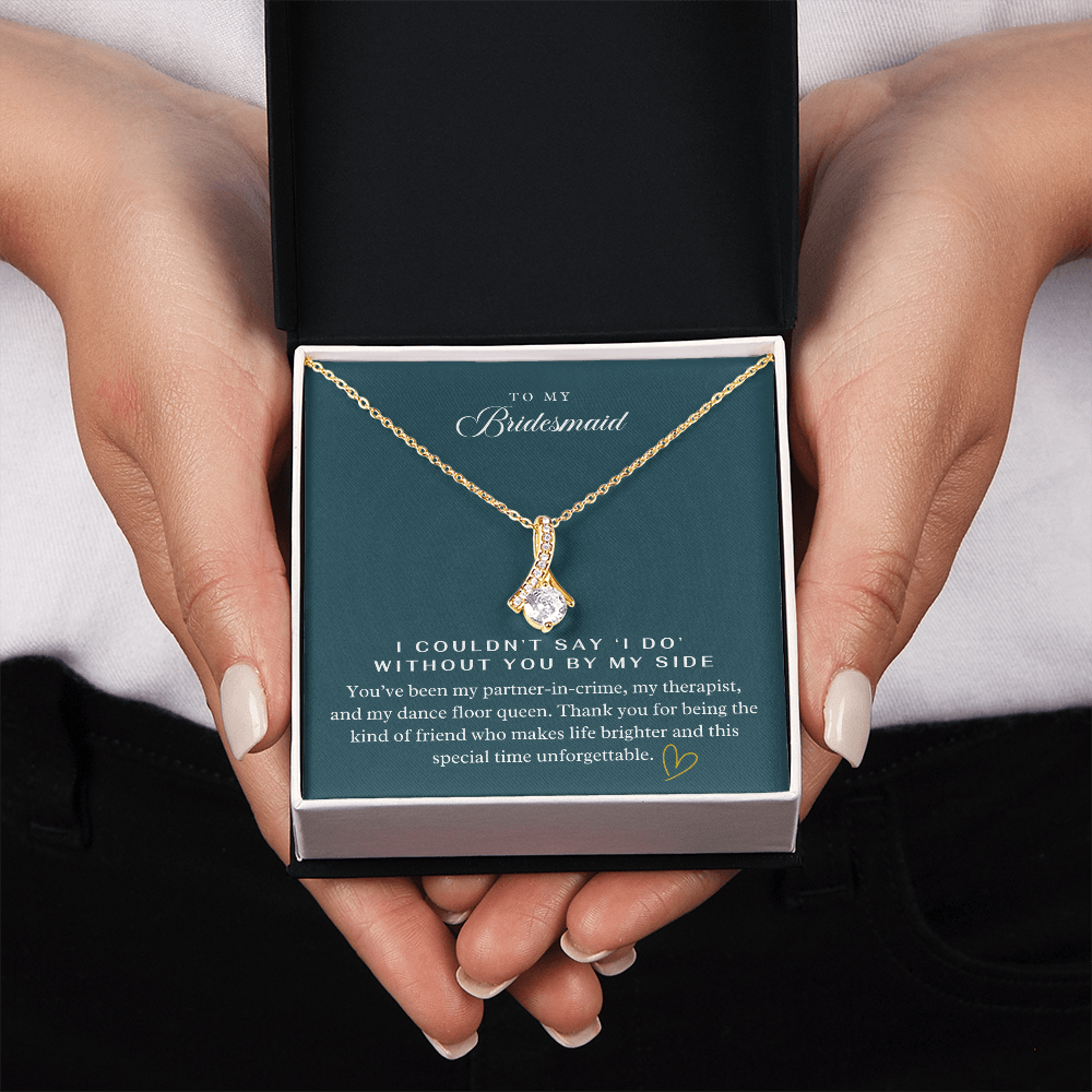My Bridesmaid, My Partner In Crime Pendant Necklace ~ Elegant Wedding Thank You Keepsake