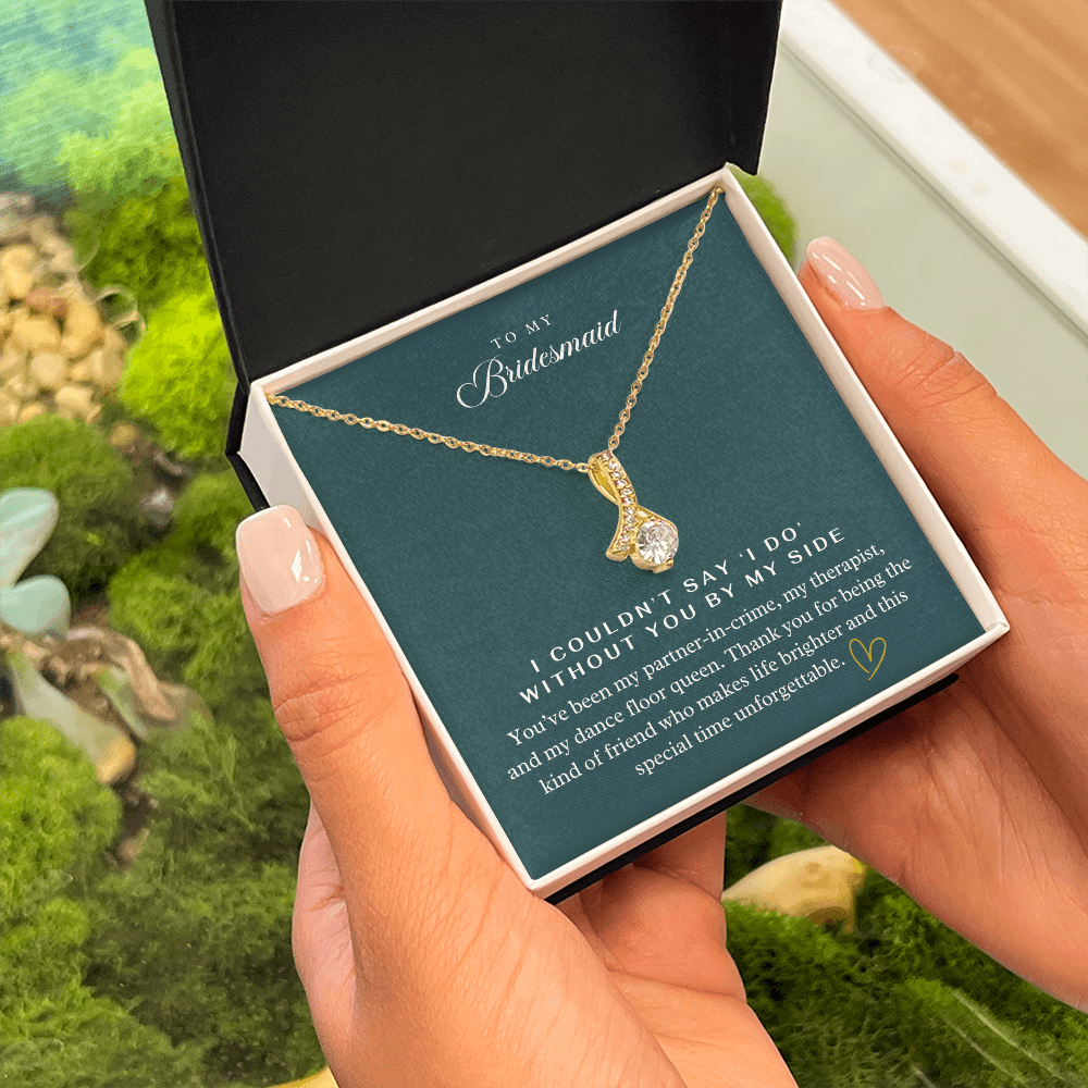My Bridesmaid, My Partner In Crime Pendant Necklace ~ Elegant Wedding Thank You Keepsake